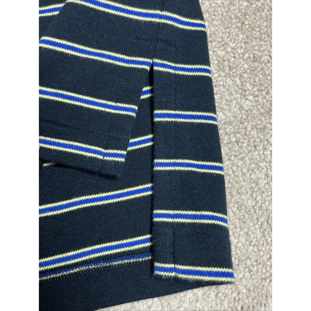 VTG 90s Y2K Polo Ralph Lauren Mens‎ XL Polo Shirt Black Yellow Striped Short Slv